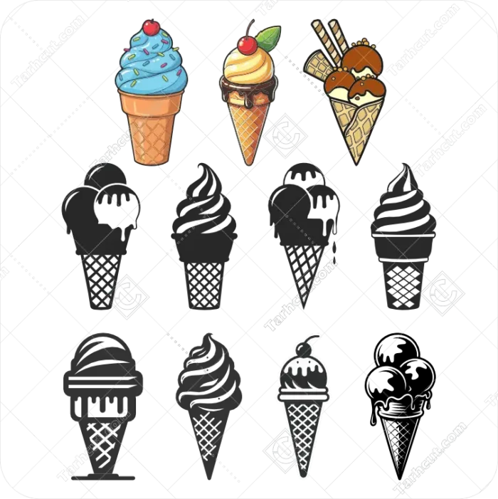 10_tarhcut.com_ice-cream-_394061 مجموعه وکتور بستنی قیفی