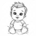 وکتور بچه سیاه و سفید