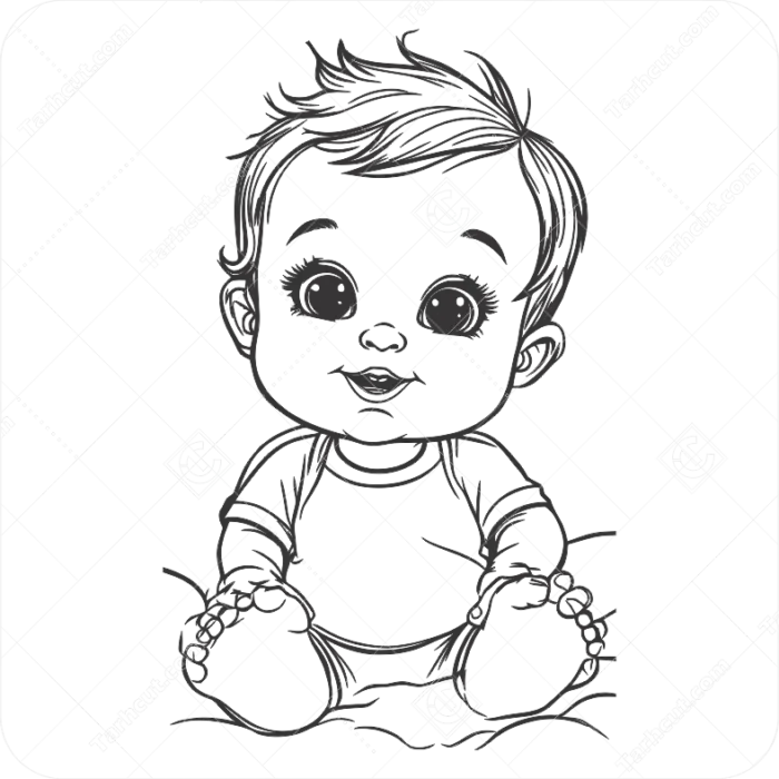 1_tarhcut.com_Baby-Vector_977507 وکتور بچه سیاه و سفید