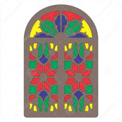 طرح وکتور پنجره گره چینی ، سنتی ، مشبک