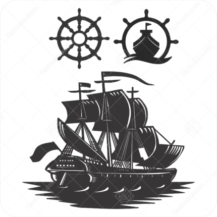 وکتور با کیفیت کشتی و سکان کشتی