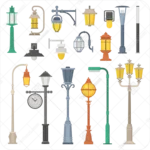 وکتور چراغ خیابان رنگی