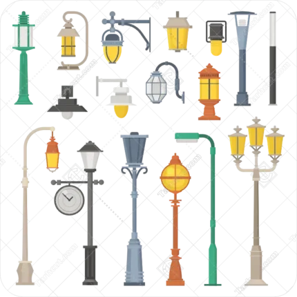 وکتور چراغ خیابان رنگی