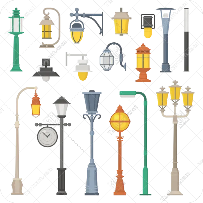 1_tarhcut.com_street-lamps-set_792094 وکتور چراغ خیابان رنگی