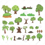وکتور ساده درختان مختلف