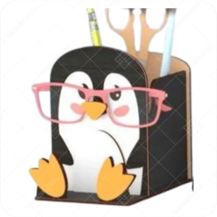 طرح جامدادی و نگهدارنده موبایل و عینک طرح پنگوئن|طرح اینترنتی|