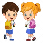 وکتور دانش آموز دختر و پسر با کوله پشتی
