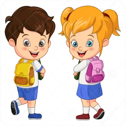 وکتور دانش آموز دختر و پسر با کوله پشتی