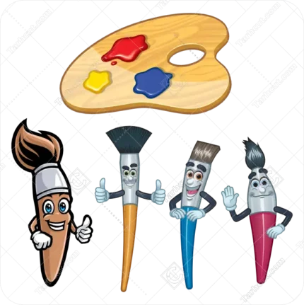 براش رنگ کارتونی و پالت