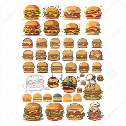 وکتور برگر و ساندویچ