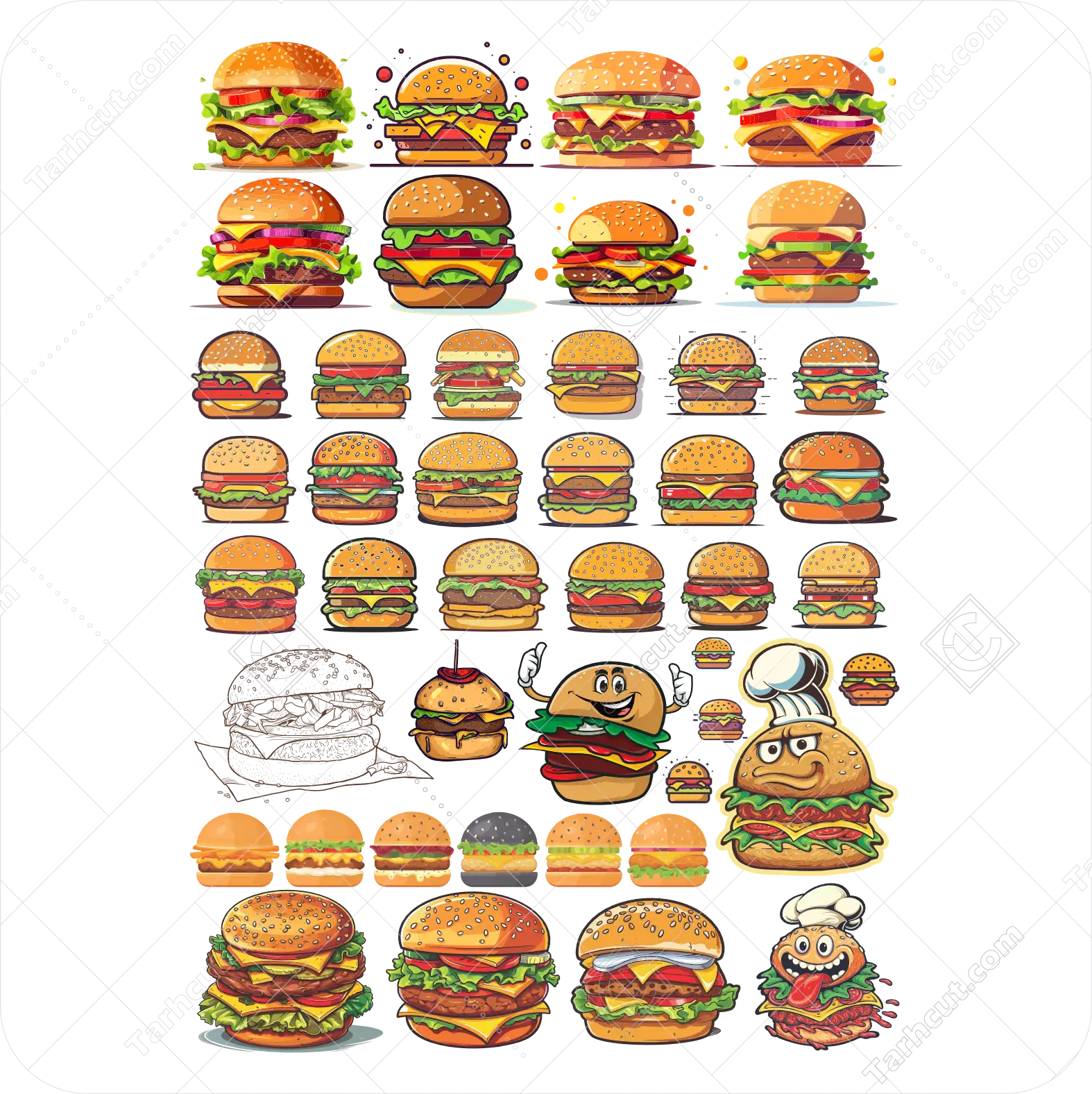 وکتور برگر و ساندویچ