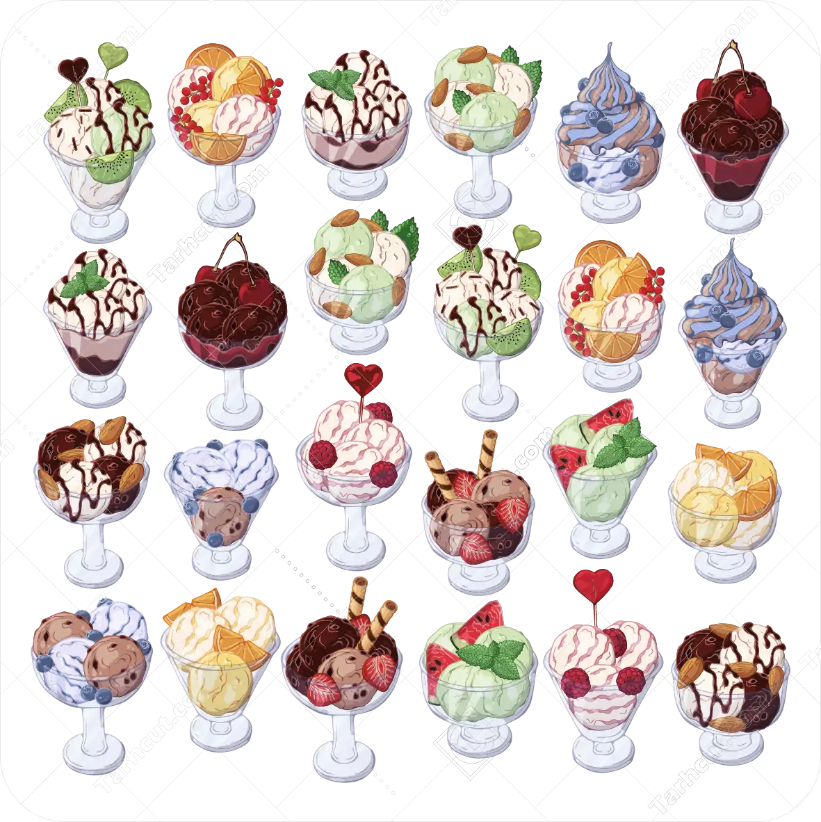 کاپ بستنی در طعم های مختلف