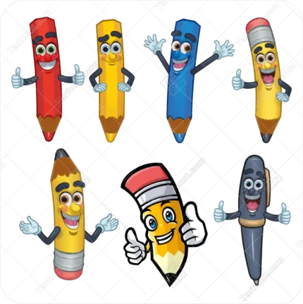 وکتور کاراکتر مداد های مختلف