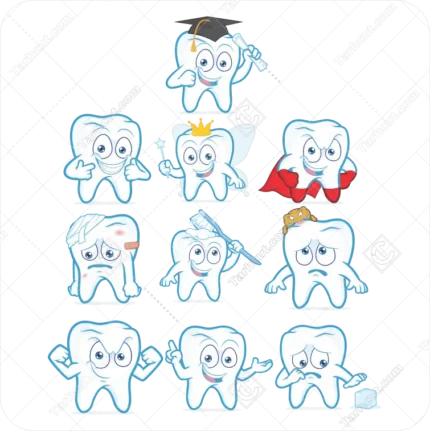 وکتور 10 دندان جداب کارتونی مختلف