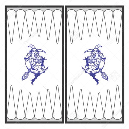 وکتور طرح حکاکی تخته نرد زن سوار بر هلال ماه