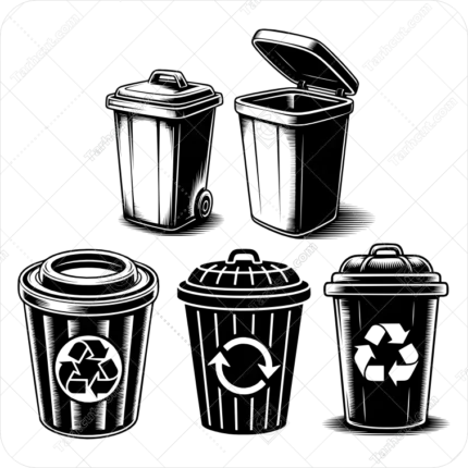 وکتور سطل زباله و بازیافت