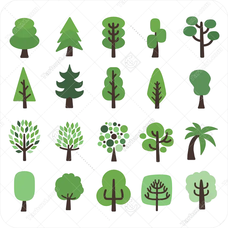 4_tarhcut.com_tree-2-set_129758 وکتور درخت ساده