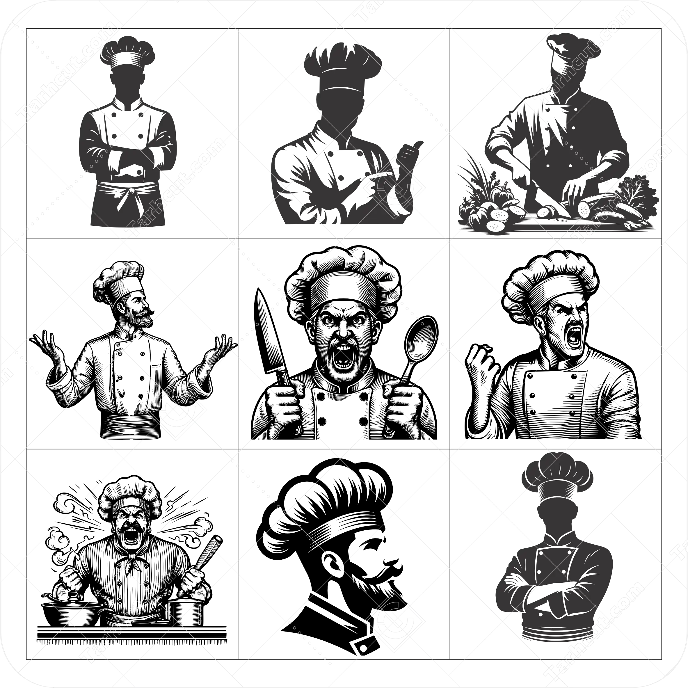 10_tarhcut.com_chef-vector_442560 وکتور مختلف سر آشپز