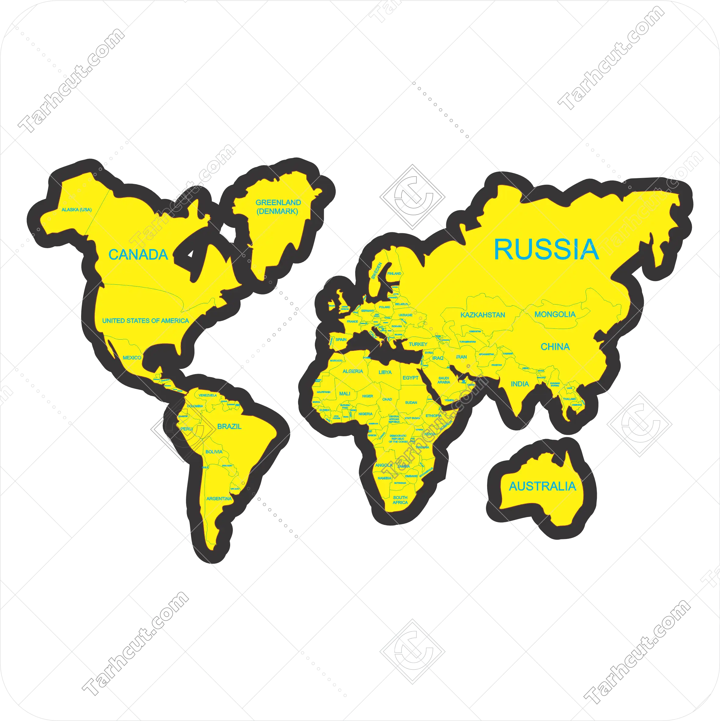 نقشه جهان ویژه برش لیزر